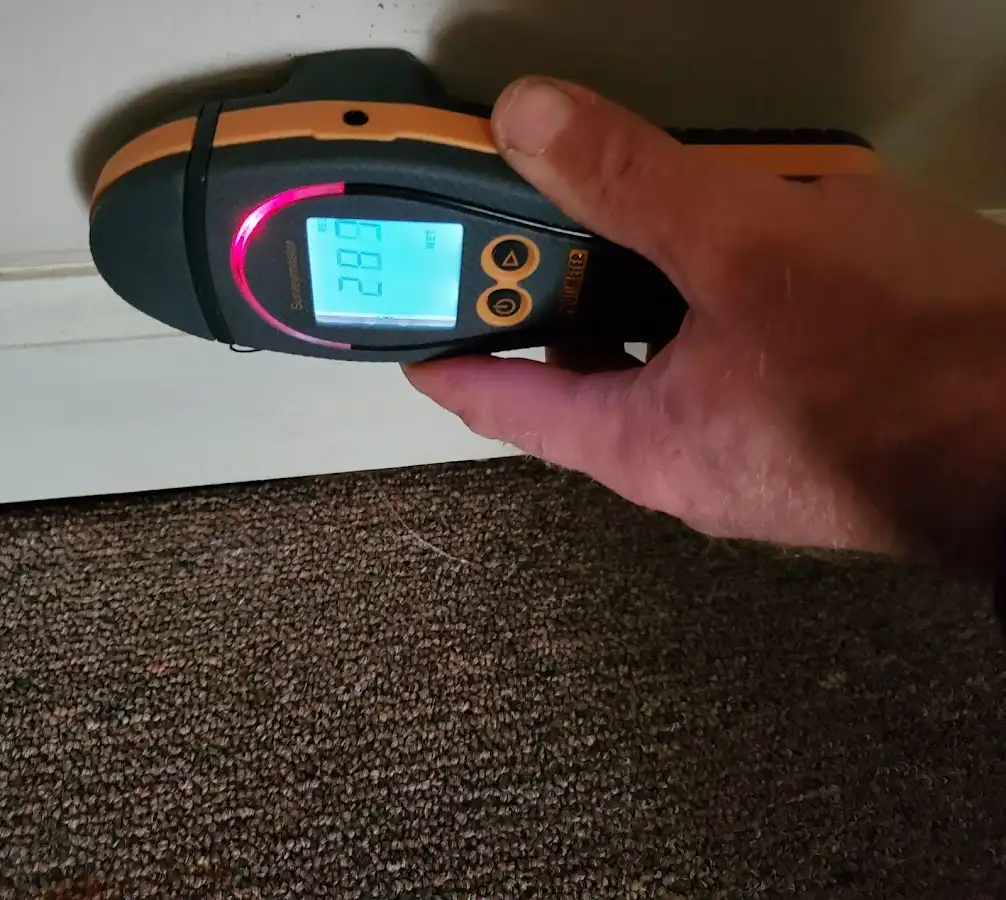 Moisture detection at baseboard during Burst Pipe Cleanup in Alliance